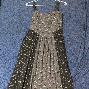 Floral Girls Dress in Green and Red